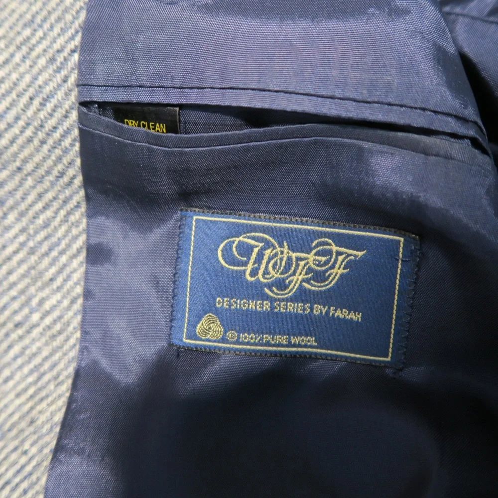 WFF Wool Sport Coat Blazer Herringbone Tweed 2 Button Gray Elbow Patches‎